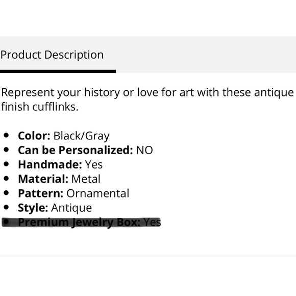 Angelino Antique Style Handmade Metal Cuff Links NWOT - Picture 4 of 4